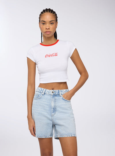 Light denim bermuda shorts