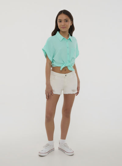 Shirt with knot and pocket
