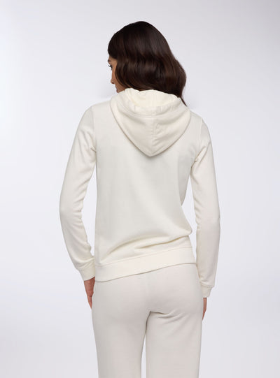 Felpa leggera tinta unita con cappuccio, coulisse e zip