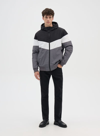 Blouson à capuche à motif block color