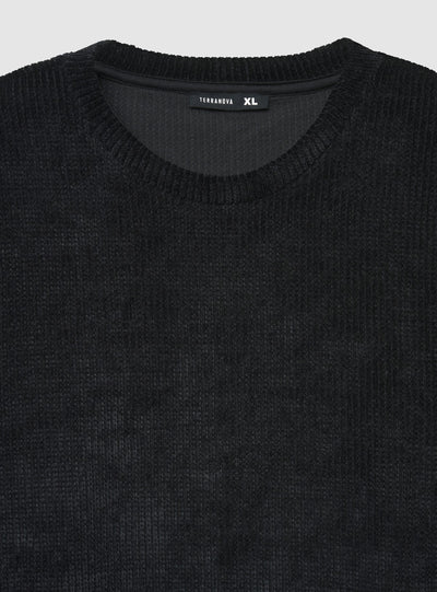 Maglia girocollo in ciniglia a tinta unita