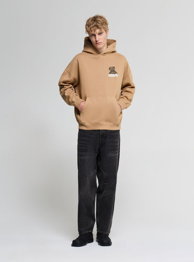 Felpa boxy con cappuccio e stampa orsetto