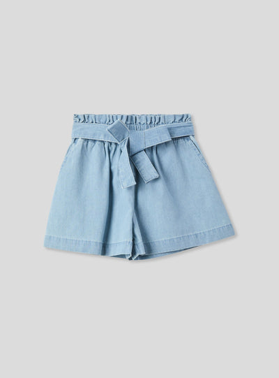 Shorts chambray chiari con fusciacca