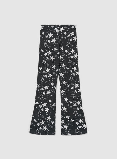 Leggings lunghi a zampa con stampa stelle