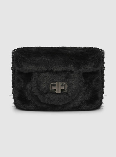 Synthetic fur shoulder bag