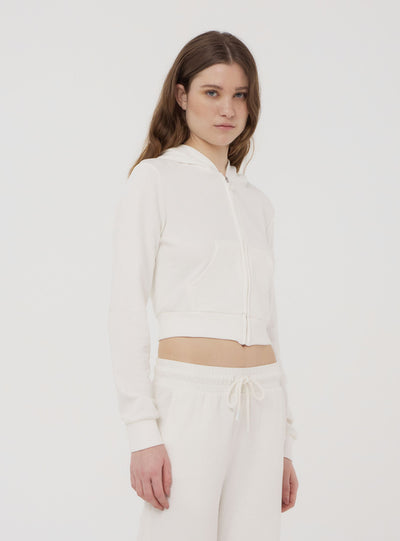 Felpa crop con cappuccio e zip