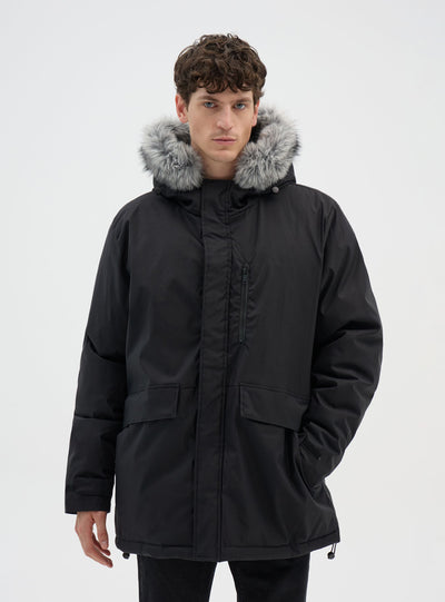 Parka imbottito con cappuccio e tasche