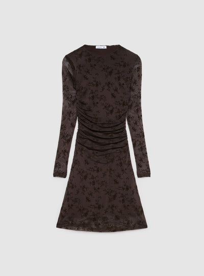 Vestito aderente con arricciature e stampa floreale