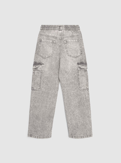 Jeans cargo wide leg con coulisse