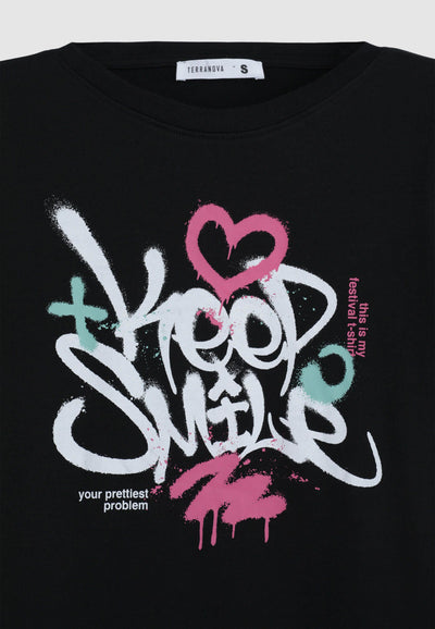 T-shirt slim fit con stampa graffiti