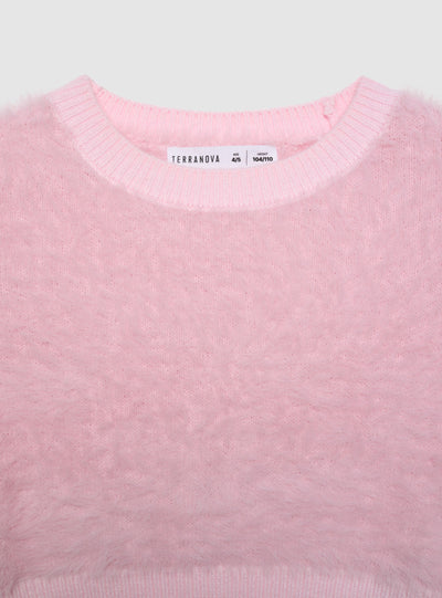 Maglia crop effetto pelo a tinta unita