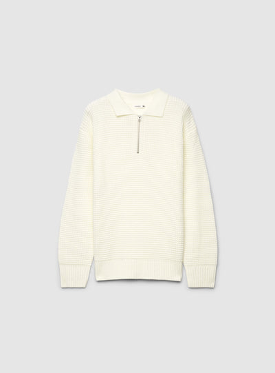 Maglia polo con zip e punto mosso