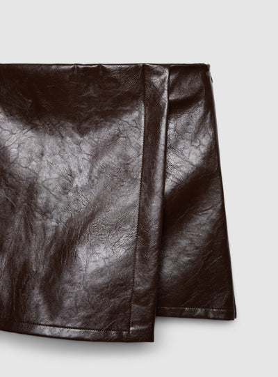 Skort mini asimmetrica similpelle