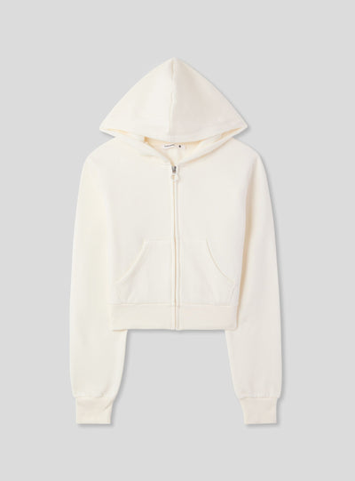 Felpa crop con cappuccio e zip