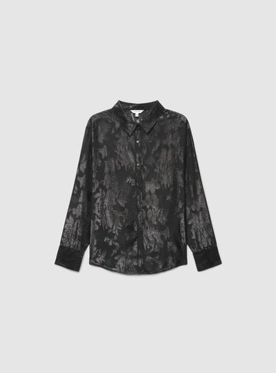 Camicia con motivo floreale flock