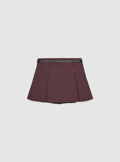 Skort mini plissettato con cintura