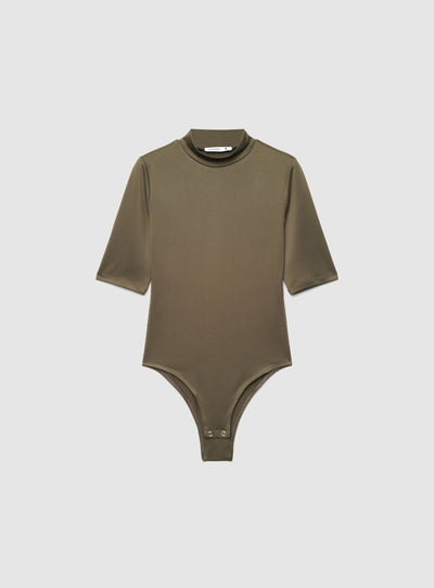 T-shirt body a lupetto a tinta unita