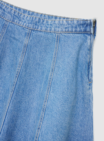Gonna lunga svasata in denim