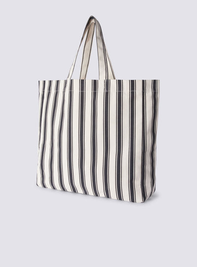 Borsa shopper grande a righe con logo