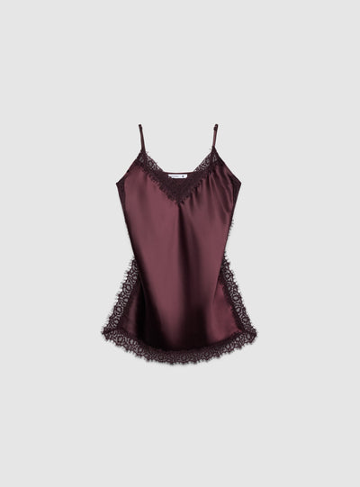 Top con pizzo e spalline sottili satin