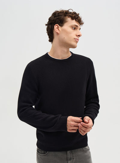 Maglia girocollo a punto mosso