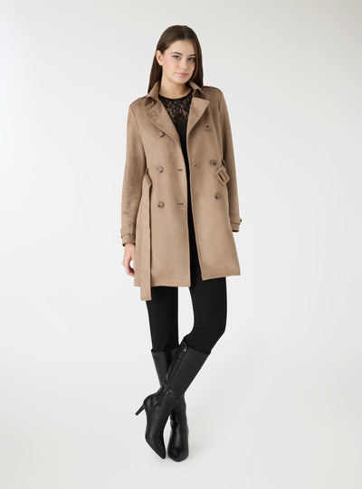 Mid-length trench coat with belt