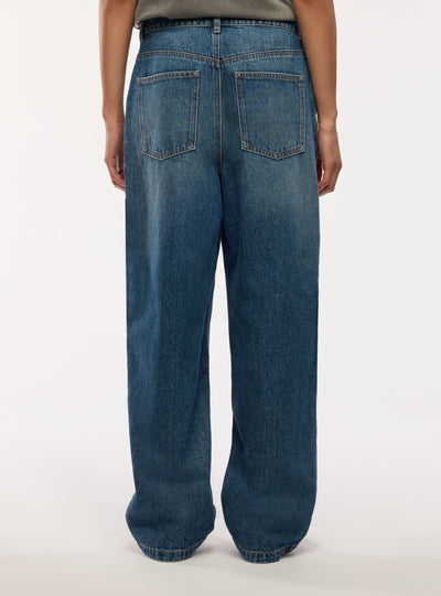 Jeans baggy a tinta unita