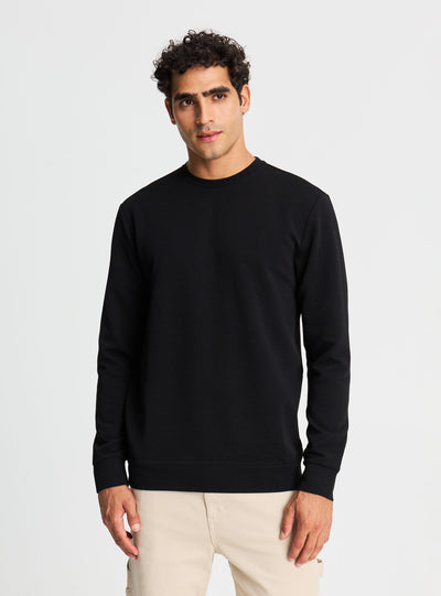 Long-sleeve crew neck plain T-shirt