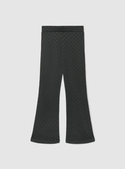 Long flared leggings with rhinestones