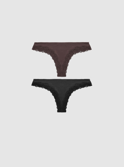 Pack 2 slip brasiliana con bordo in pizzo