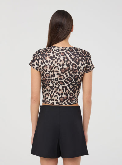 T-shirt crop animalier