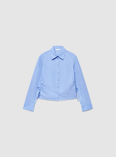 Camicia a righe con arricciature laterali