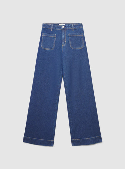 Jeans wide leg con tasche applicate