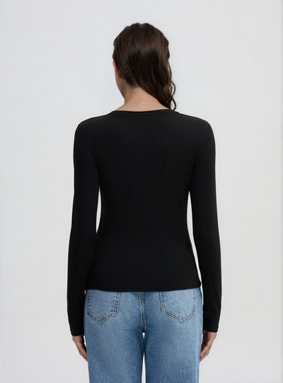 T-shirt manica lunga a tinta unita