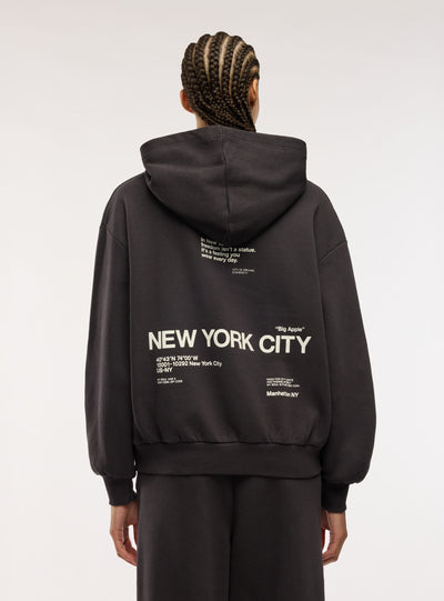 Felpa con cappuccio e scritta New York