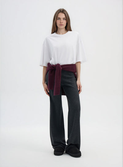 Pantaloni wide leg a tinta unita
