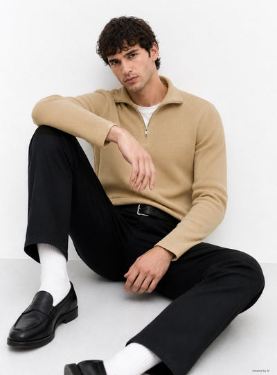 T-shirt con collo a zip