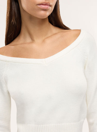 Maglia crop con scollo a V e spalle scoperte