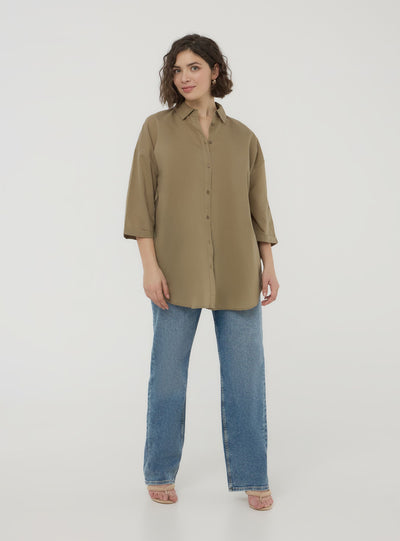 Maxi shirt with three-quarter sleeves