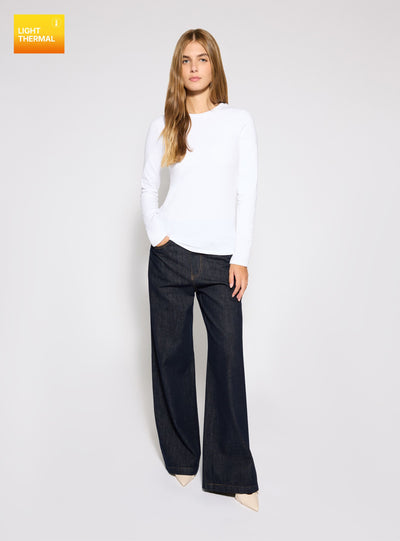 Long-sleeve thermal T-shirt in a solid colour