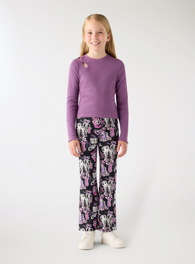 Leggings lunghi a zampa con stampa