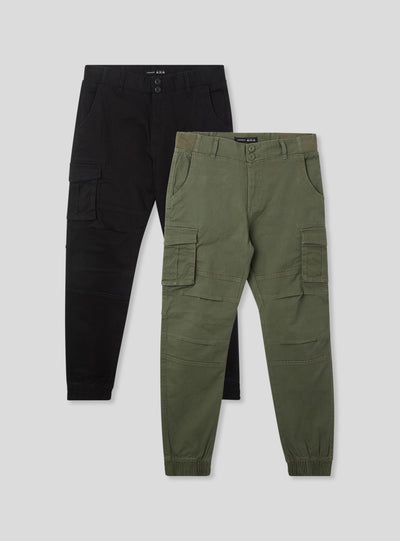 Pack 2 pantaloni cargo con polsini