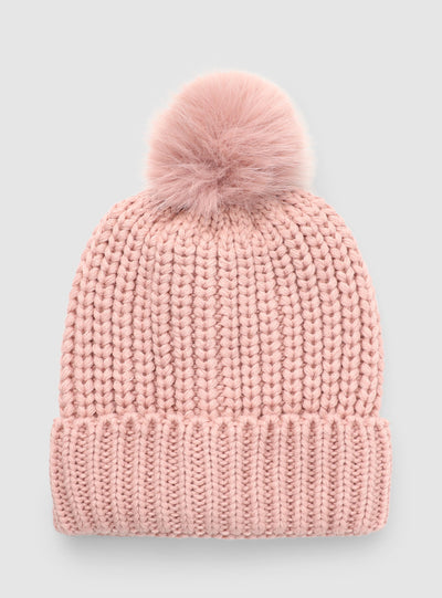 Cappellino beanie con pon pon a tinta unita