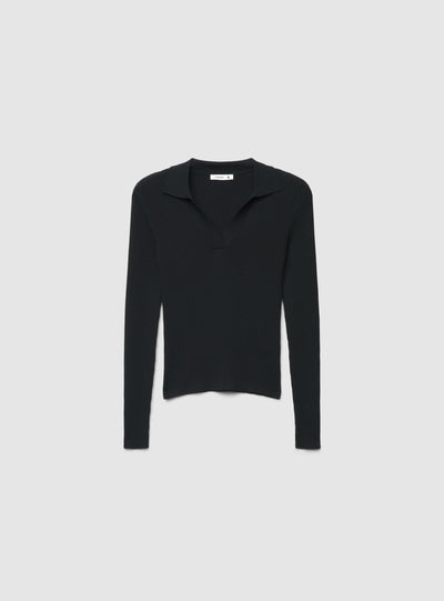 Maglia a coste con collo polo