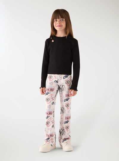 Leggings lunghi a zampa con stampa