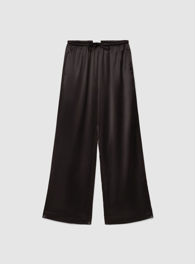 Pantaloni lunghi in satin con coulisse