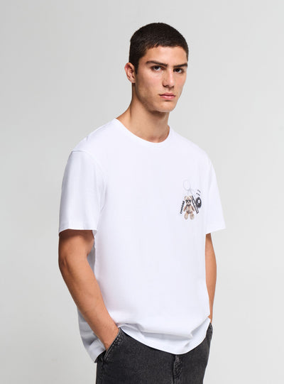 T-shirt con stampa orsetto e scritta