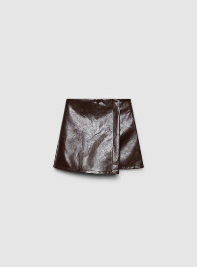 Skort mini asimmetrica similpelle