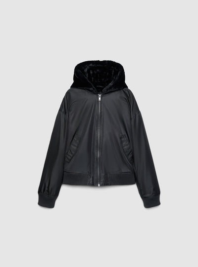 Bomber con cappuccio e zip