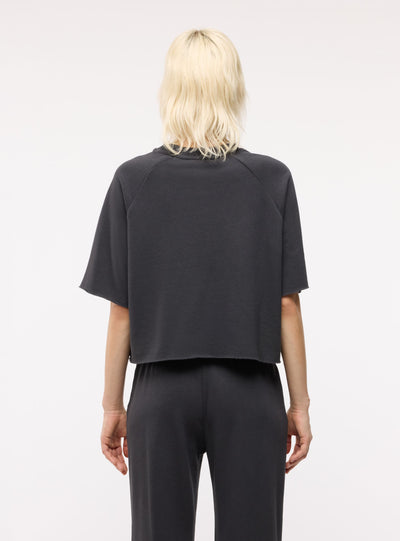 T-shirt crop boxy a tinta unita